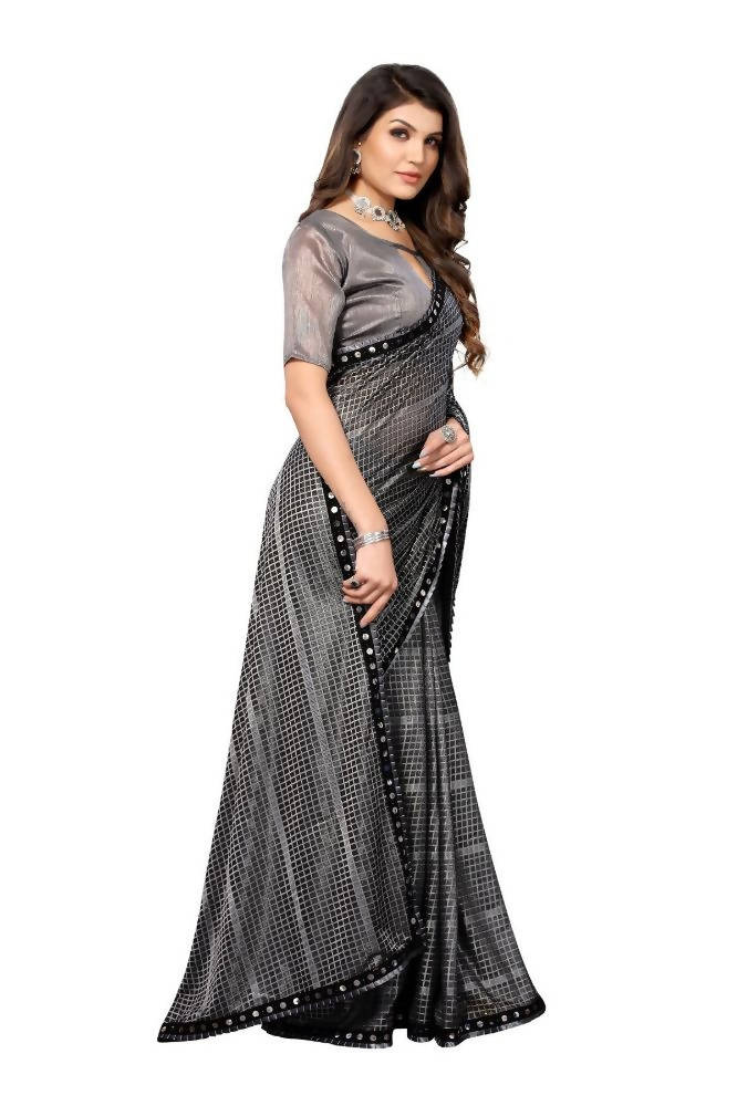 Vamika Grey Lycra Knitted Saree