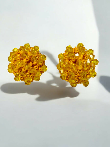 Inhanns Small Statement Studs Earrings - Yellow