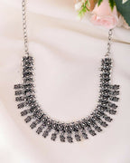 VOJ Silver-Toned Silver-Plated Oxidized Necklace
