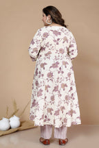 Miravan Women's Plus Size Pink Floral Printed Kurta With Palazzo