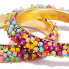 Mominos Fashion Joharkamal Gold-Plated Multi Beads Work Bangles - Distacart