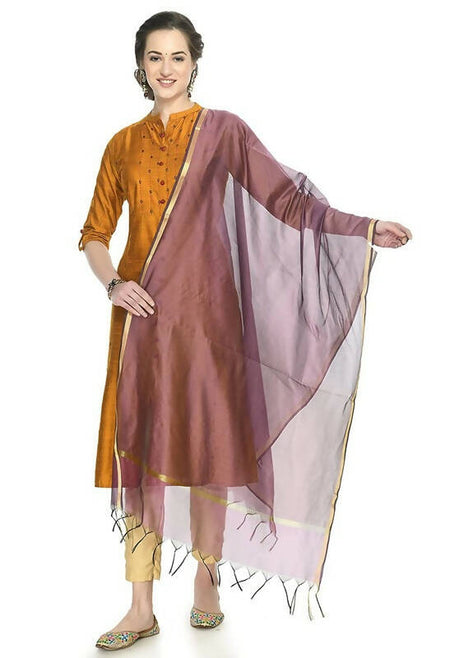 Mominos Fashion Moeza Banarsi Piping Purple Dupatta