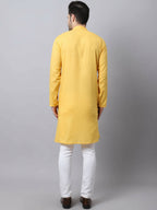 Even Apparels Yellow Pure Cotton Men's Kurta With Band Collar - Distacart