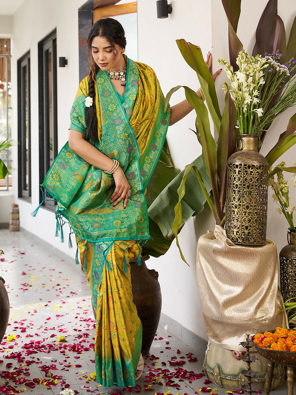 Shree Shyam Fashion Mustard Yellow Soft Silk Saree - Distacart