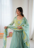 Teeya Creation Sky Soft Organza Digital Printed Party Wear Long Gown - Distacart