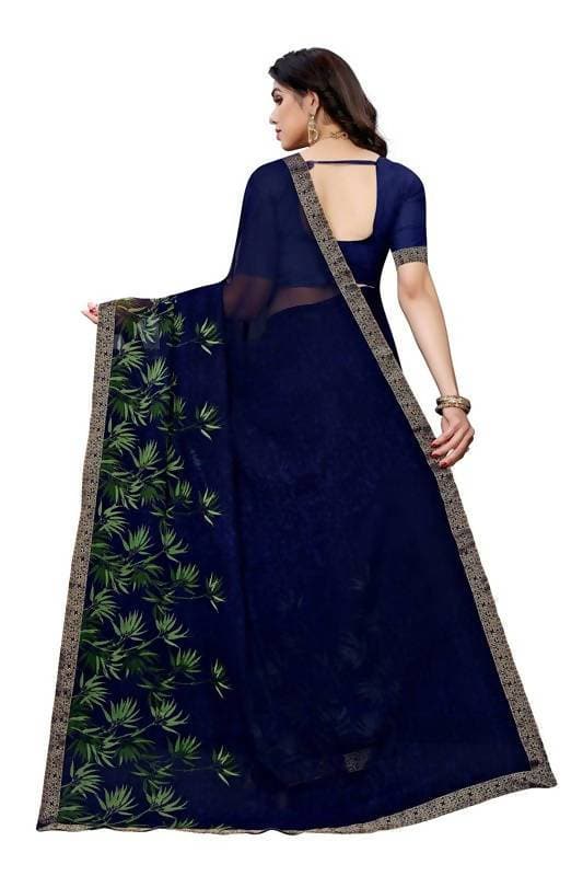 Vamika Navy Georgette Lace Work Saree (Prachi Navy)