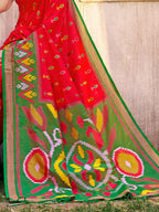 Shree Shyam Fashion Red Pochampally Silk Saree - Distacart