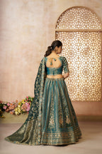 Kesar Fab Green Net Hand_Woven Lehenga