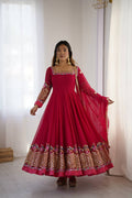 Prazu Fashion Rani Pink Georgette Embroidered Sequence Anarkali Suit - Distacart