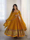 Prazu Fashion Yellow Georgette Embroidered Sequence Anarkali Suit - Distacart