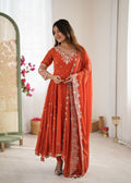 Prazu Fashion Red Georgette Embroidered With Moti Work Anarkali Suit - Distacart