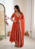 Prazu Fashion Red Georgette Embroidered With Moti Work Anarkali Suit - Distacart