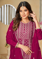 Chinnon Rani Pink Embroidered Palazzo Salwar Suit - Emponline