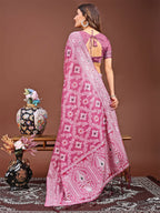 Shree Shyam Fashion Pankhuri Pink Linen Cotton Saree