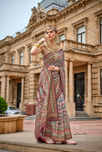 Spicy Mix Maroon Superior V.P.Silk Woven Printed Patola Silk Saree - Rewaa Milano