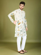 Vastranavya Exclusive Wedding Wear Viscose Rayon Thread Embroidered Work Kurta