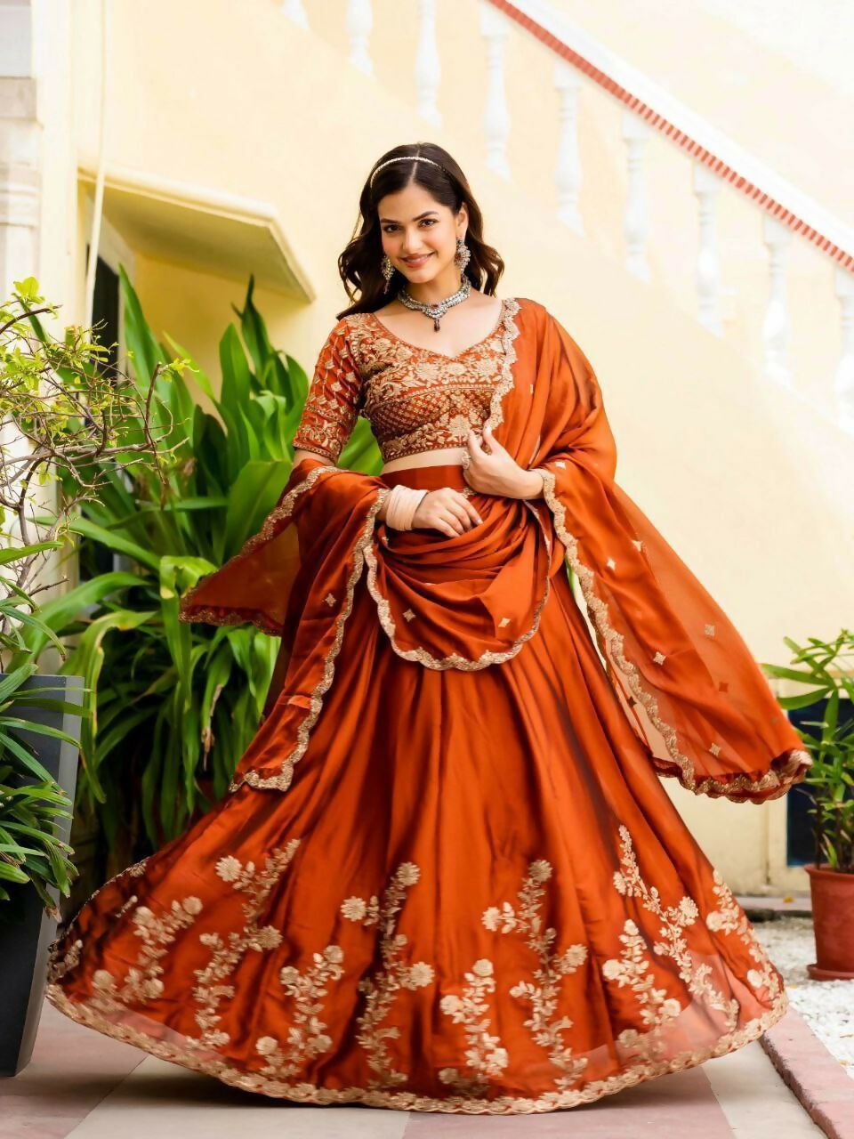 Lehenga Mart Designer Indian Wedding Lehenga Choli-Rusty - Distacart