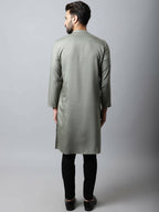 Even Apparels Grey Color Pure Cotton Sherwani Men's Kurta With Asymetrical Cut (SLD1181) - Distacart