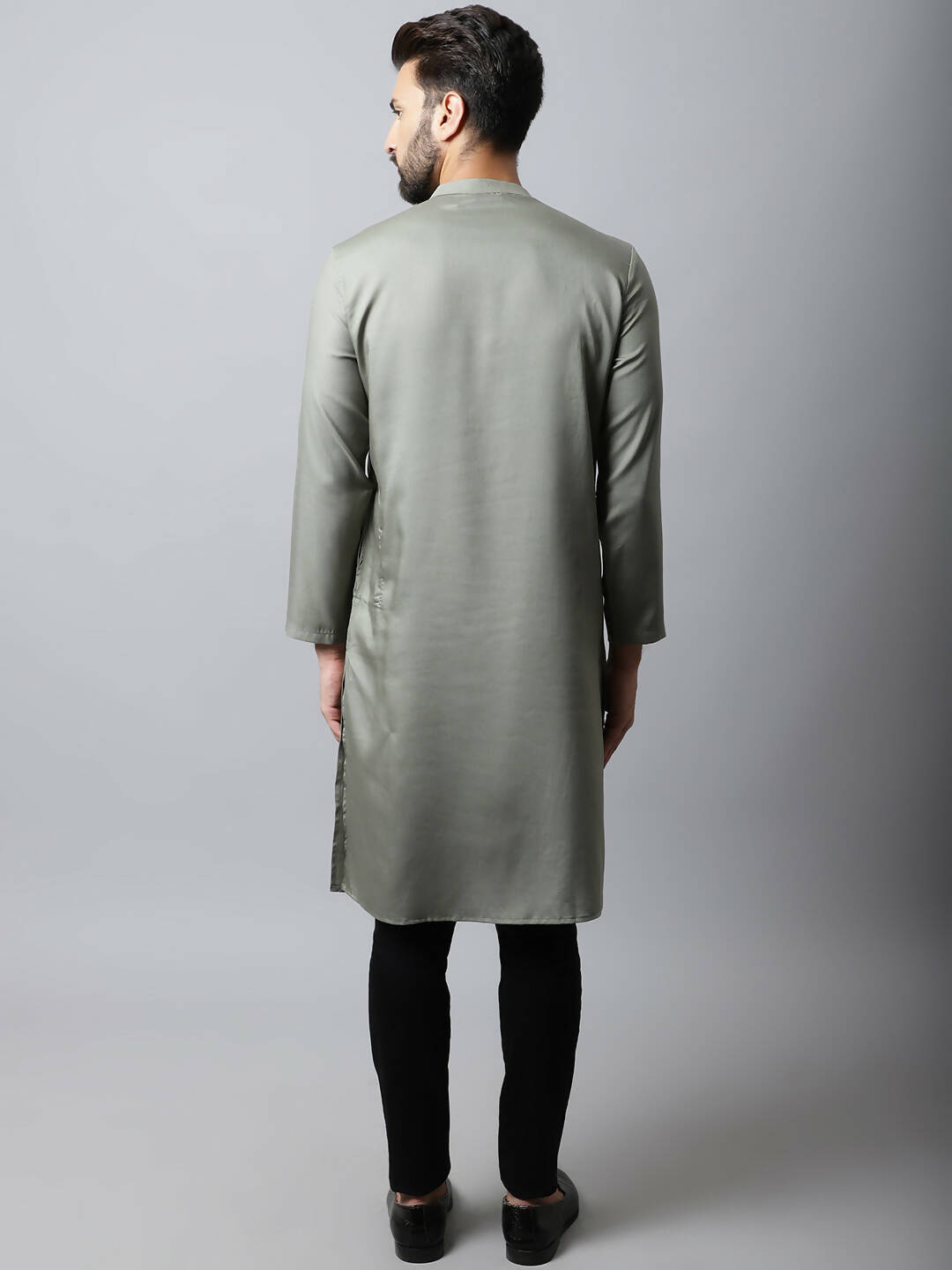 Even Apparels Grey Color Pure Cotton Sherwani Men's Kurta With Asymetrical Cut (SLD1181) - Distacart
