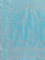 Shree Shyam Fashion Banarasi Silk Cream & Sky Blue Saree - Distacart
