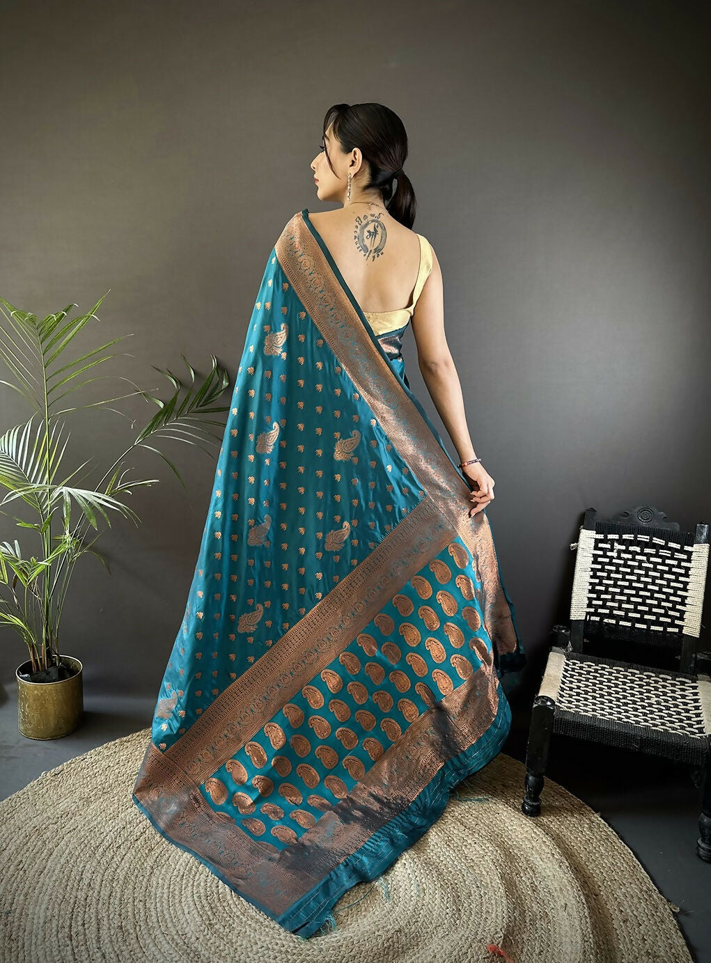 Joban Fashion Banarasi Blue Woven Soft Silk Saree - Distacart