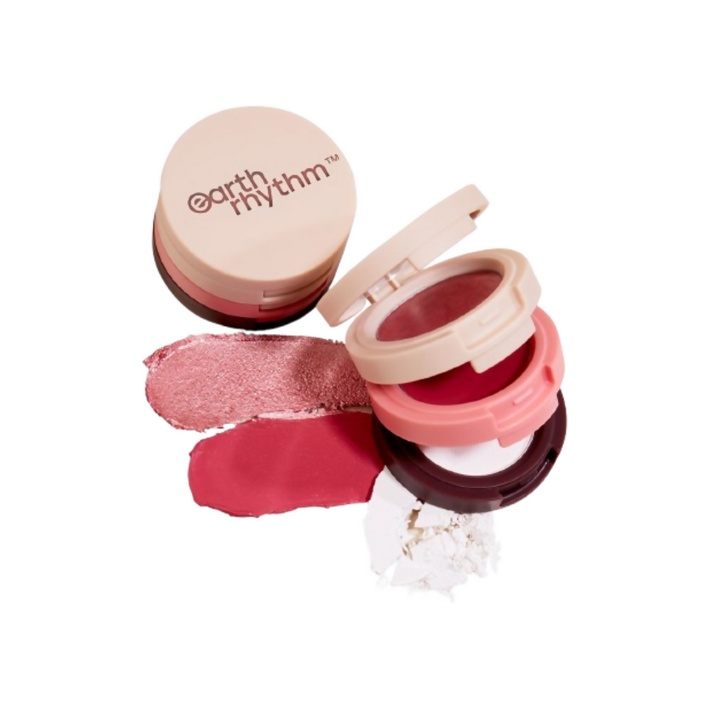 Earth Rhythm Dab Set 3-In-1 Face Palette - Rose