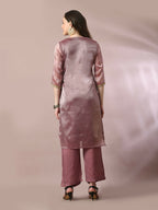 Myshka Women's Brown Solid Straight Party Kurta Set