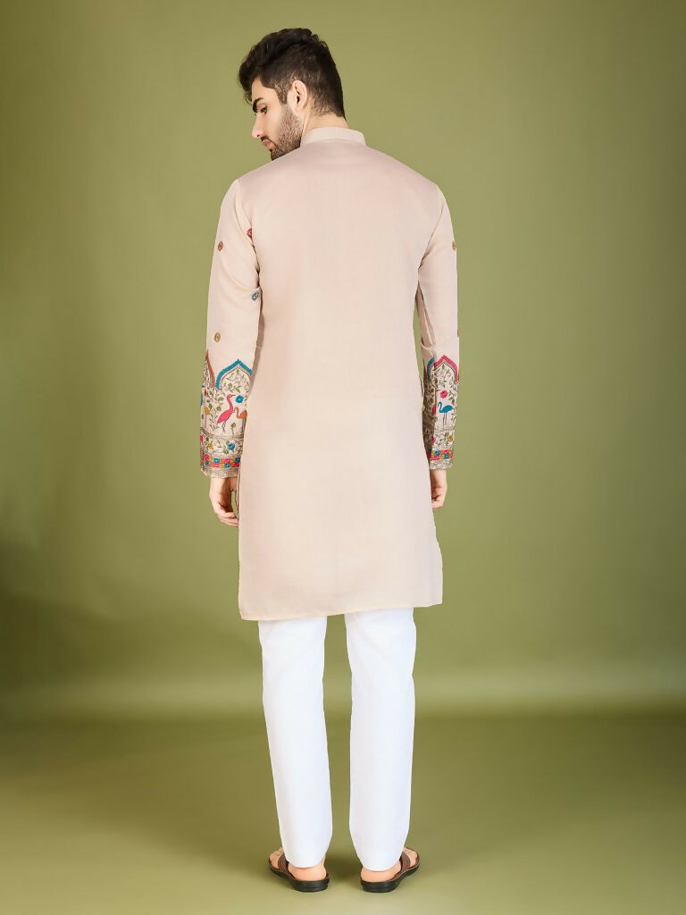 Vastranavya Ivory Exclusive Festival Wear Viscose Silk Thread & Sequence Embroidered Work Kurta