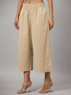 Juniper Women's Beige Cotton Flex Flared Culottes - Distacart