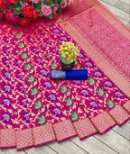 DEIANA'S Beautiful Designer Golden zari Soft Lichi Silk Saree - Pink