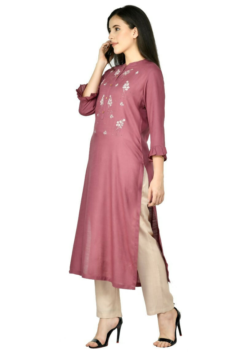 Joban Fashion Wine Cotton Rayon Kurta Set