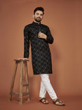 Anaita Black Embroidered Cotton Straight Kurta