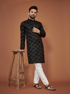 Anaita Black Embroidered Cotton Straight Kurta