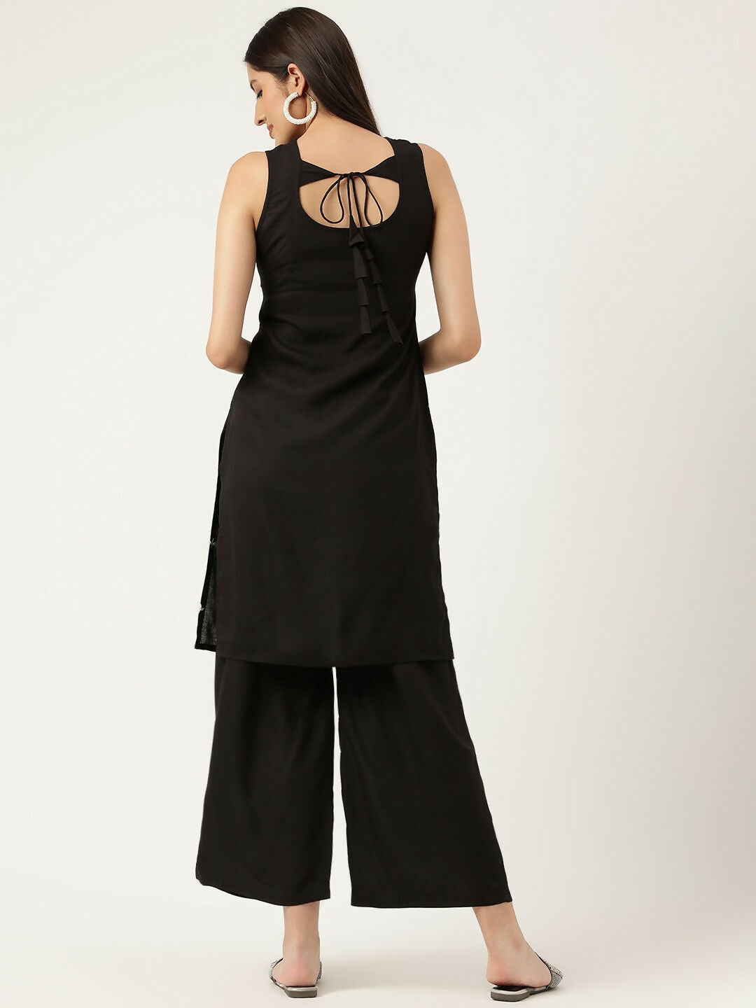 Joban Fashion Black Rayon and Embroidered Work Straight Kurta Bottom Set