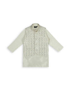 Joban Fashion Kids Island Elegance Sequence work Nehru Jacket Full Sleeves Kurta, Pyjama Set - Cream - Distacart