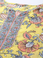 Yufta Yellow printed kurta with Palazzo & Dupatta Set