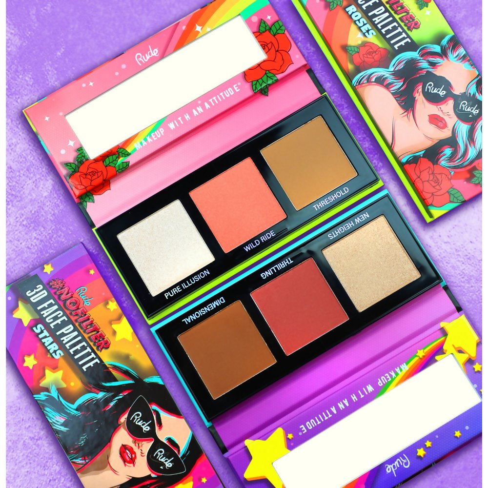 Rude Cosmetics Nofilter 3d Face Palette - Roses