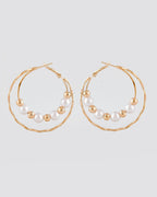 VOJ Women Gold-Plated Pearl Stainless Steel Hoop Earrings - Distacart