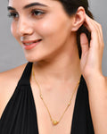 VOJ Gold-Polished Designer Piped Chain WithBig Gold Bead.