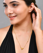 VOJ Gold-Polished Designer Piped Chain WithBig Gold Bead.