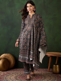 Sangria Self Design Winter Pashmina Straight Kurta & Trouser With Dupatta