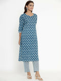 Miravan Women's Pure Cotton Straight Kurta And Palazzo Set