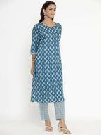 Miravan Women's Pure Cotton Straight Kurta And Palazzo Set