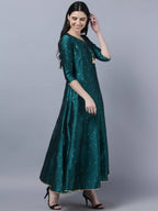 Myshka Green Red Ethnic Motifs Ethnic Anarkali Dress With Dupatta - Distacart
