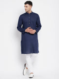 Even Apparels Blue Color Rayon Men's Kurta With Band Collar - Distacart