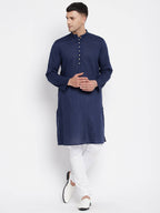 Even Apparels Blue Color Rayon Men's Kurta With Band Collar - Distacart