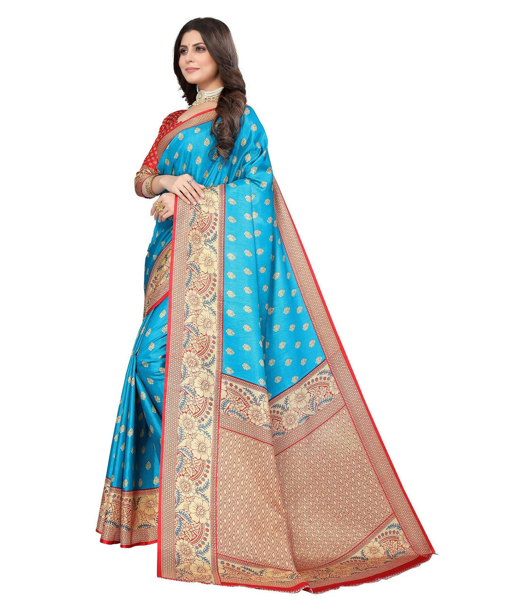 Vamika Blue Printed Art Silk Saree