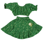 Mhyssa Green Round Neck Top and Skirt Set