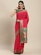 Shree Shyam Fashion Silk Blend Maroon Saree - Distacart