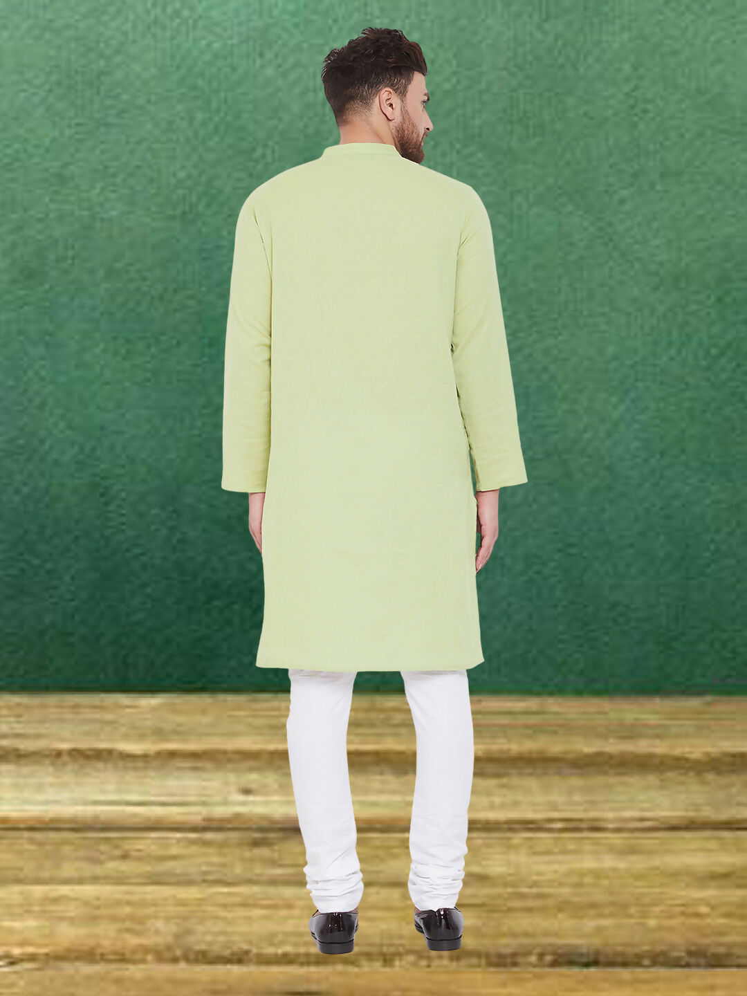 Even Apparels Men's Pure Cotton Green Kurta